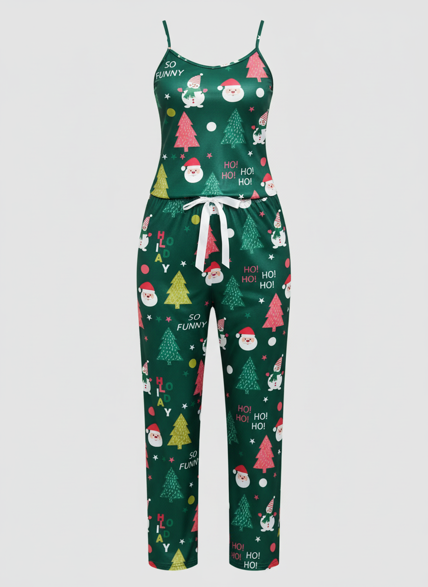 Cute Santa & Snowman Crop PJ Set