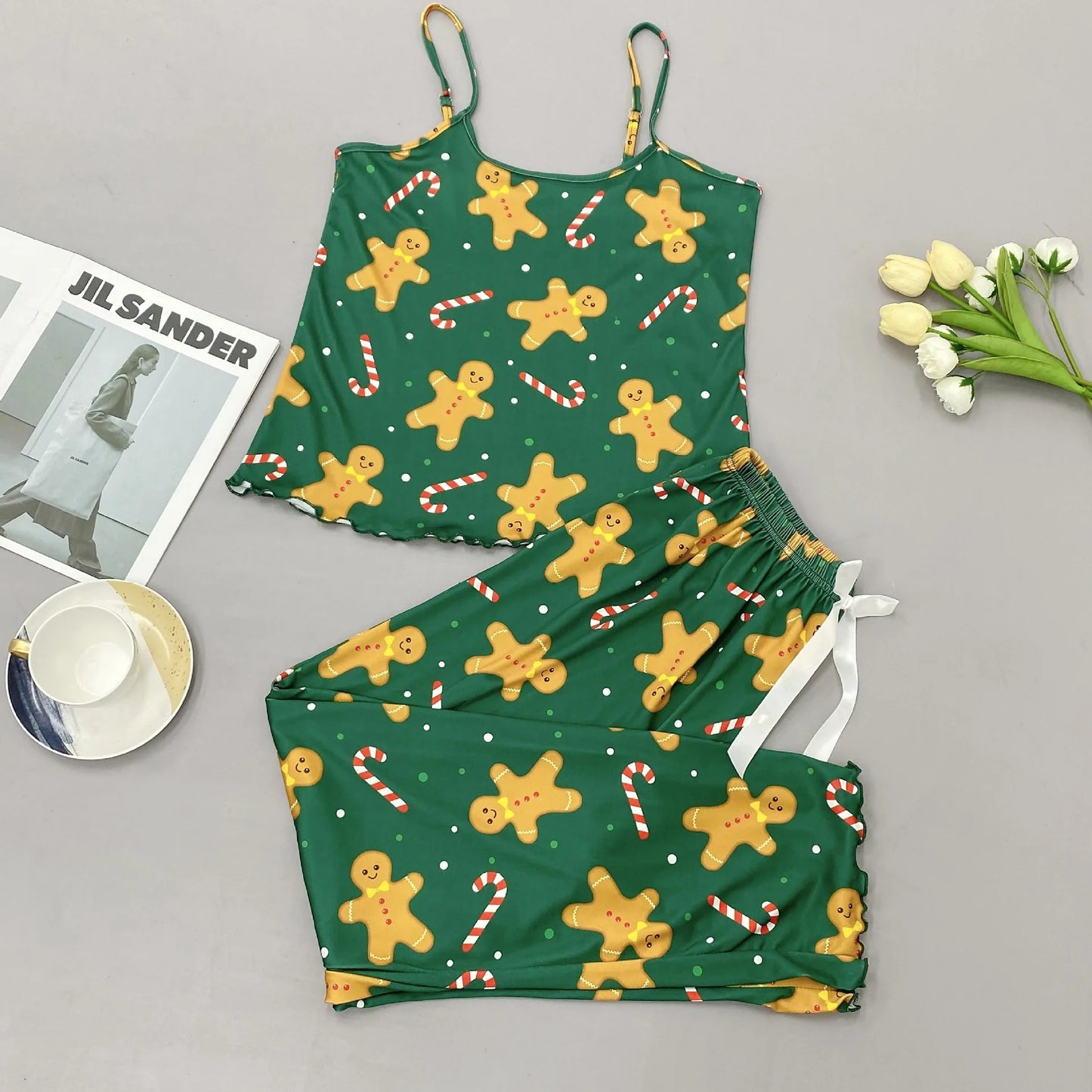 Cute Santa & Snowman Crop PJ Set