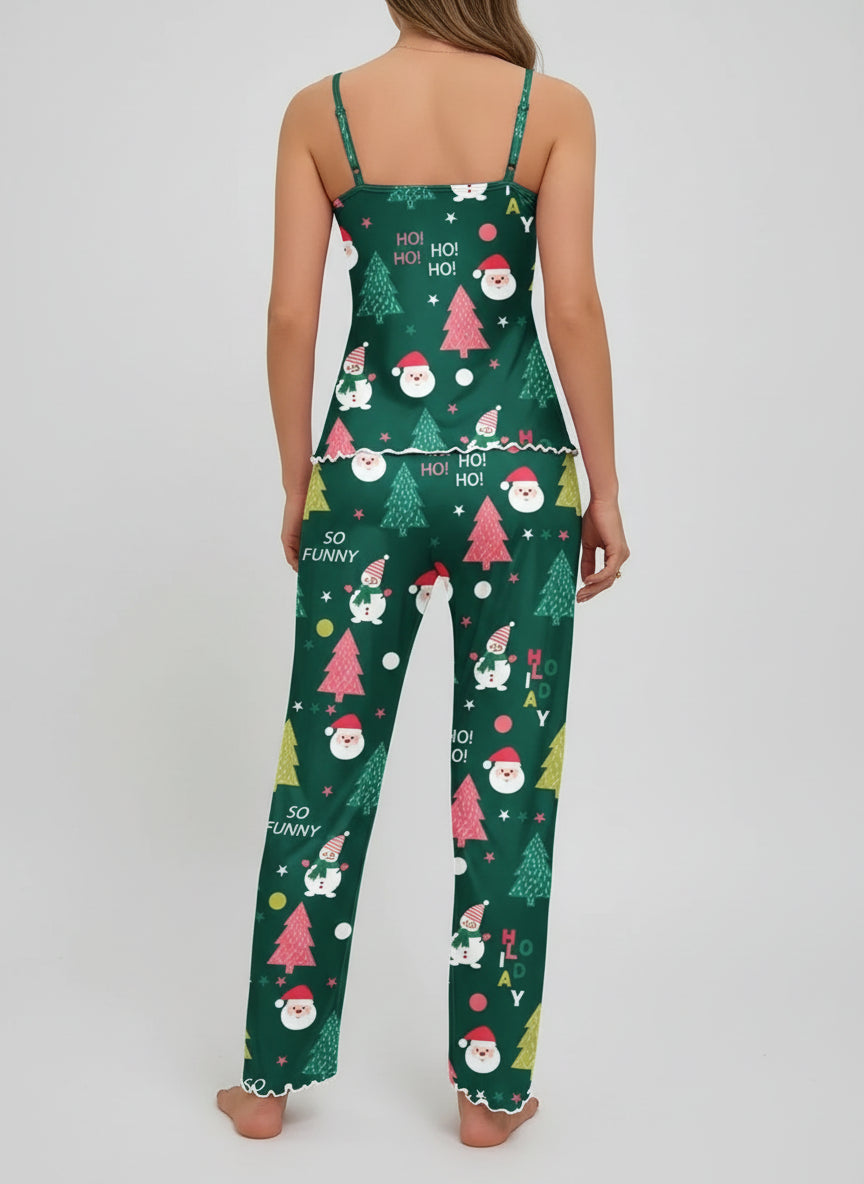 Cute Santa & Snowman Crop PJ Set